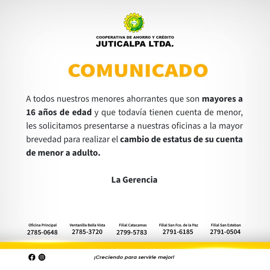 Comunicados Cooperativa Juticalpa